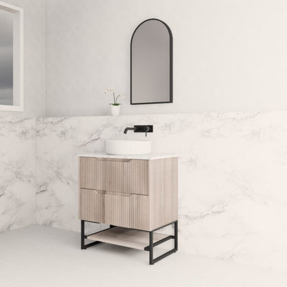 750mm * White oak   *Fluted style                        * 2 tiers                 2 Drawers                           *Freestanding
