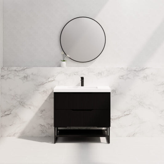 900mm Bali Freestanding Wall Hung Vanity - MDF - Matt black