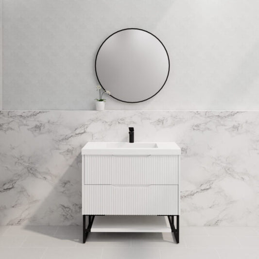 900mm Bali Freestanding Wall Hung Vanity - MDF - Matt white