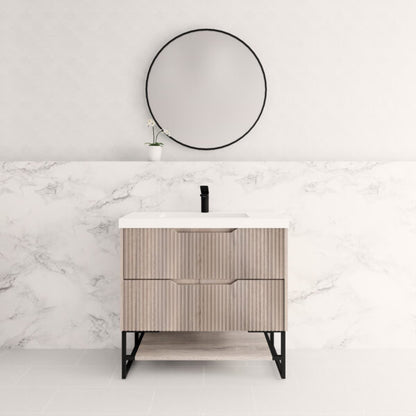 900mm * White oak   *Fluted style                        * 2 tiers                 2 Drawers                           *Freestanding