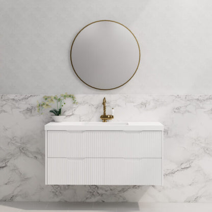 1200mm * Matt White            * Fluted style          *  2 tiers                 4 Drawers                      * Wall Hung