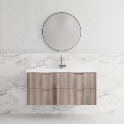 1200mm * White oak           * Fluted style          *  2 tiers                 4 Drawers                      * Wall Hung