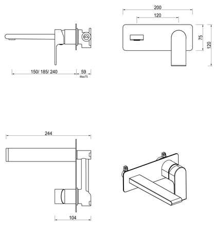Beki Wall-Spout Combo - 1P - TRIM KIT - Brushed Nickel