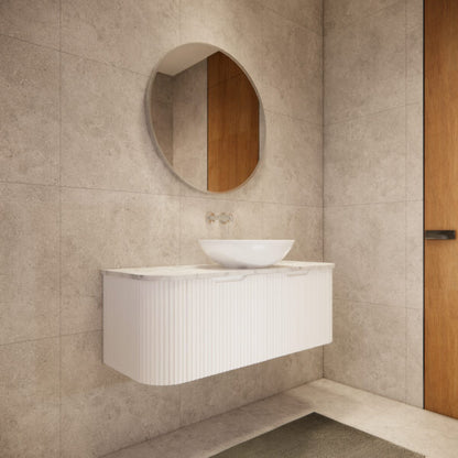 1200mm * Matt White        * Big curved edge Fluted style                        *1 tier  2 Drawers                          *Wall Hung