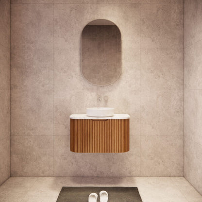 750mm Bergen Wall Hung Vanity Solid Timber Fluted Bathroom Cabinet