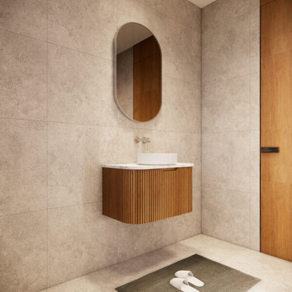 750mm Bergen Wall Hung Vanity Solid Timber Fluted Bathroom Cabinet