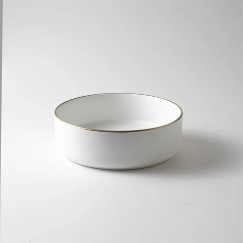 360*360*125mm Matte White With Gold Rim Above Counter Basin
