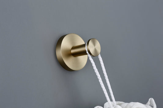 Lux S2 Single Robe Hook - Brushed Brass