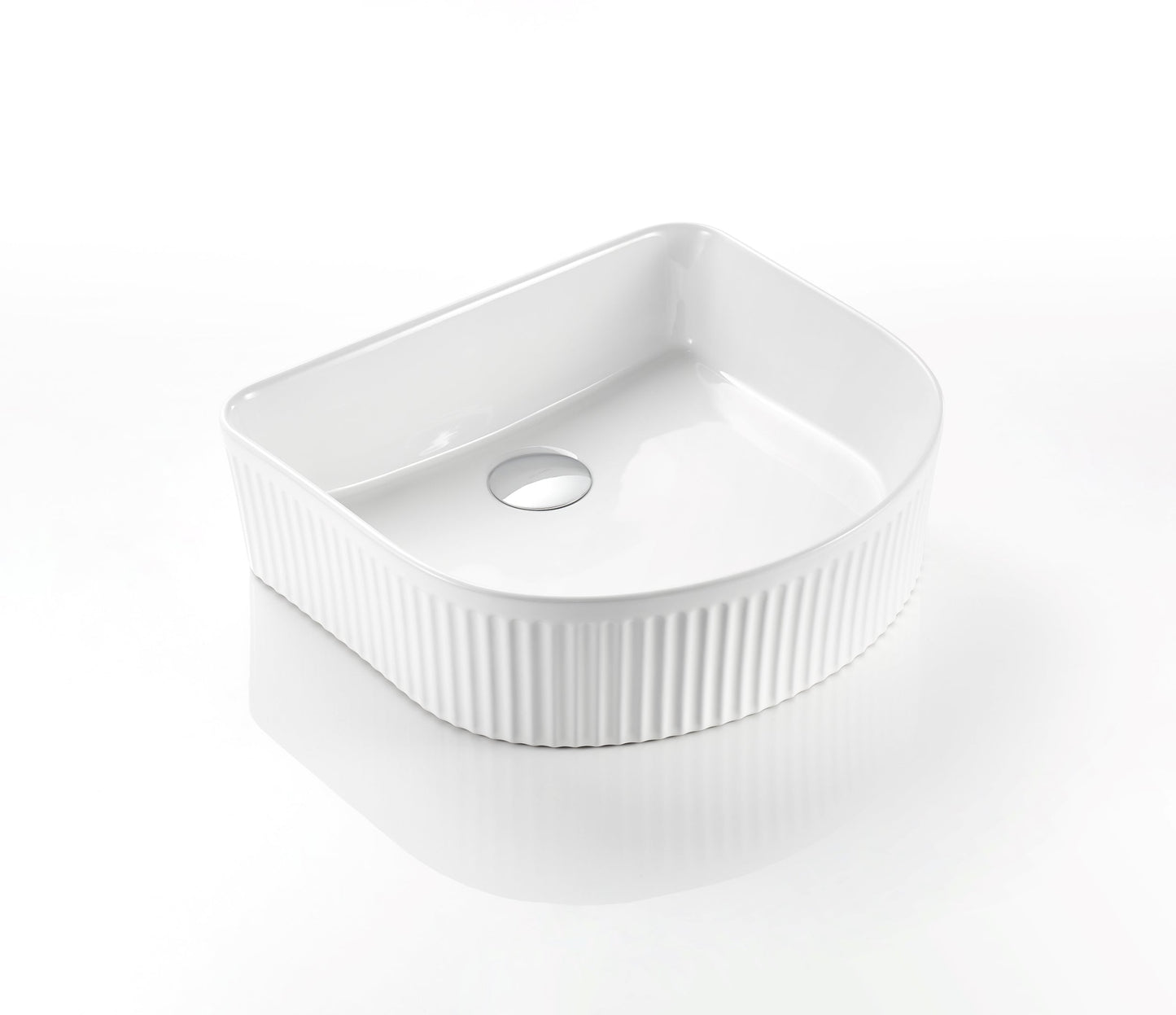 415mmx365mm Cascade Fluted Above Counter Basin - Matte White