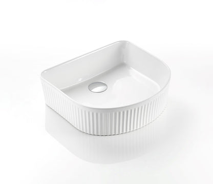 415mmx365mm Cascade Fluted Above Counter Basin - Matte White