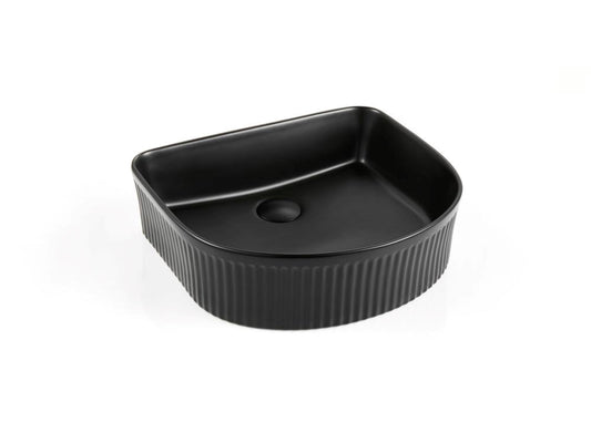 415mmx365mm Cascade Fluted Above Counter Basin - Matte Black