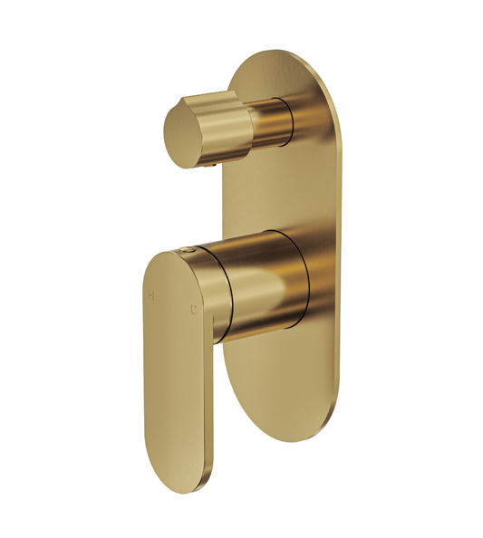 Capo 1-Plate Wall Mixer with Divertor Trim Kit - Brushed Brass