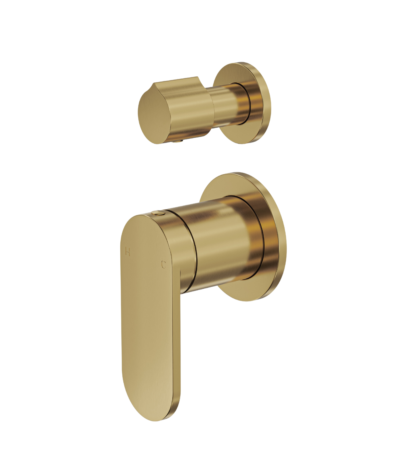 Capo 2-Plate Wall Mixer with Divertor - Brushed Brass