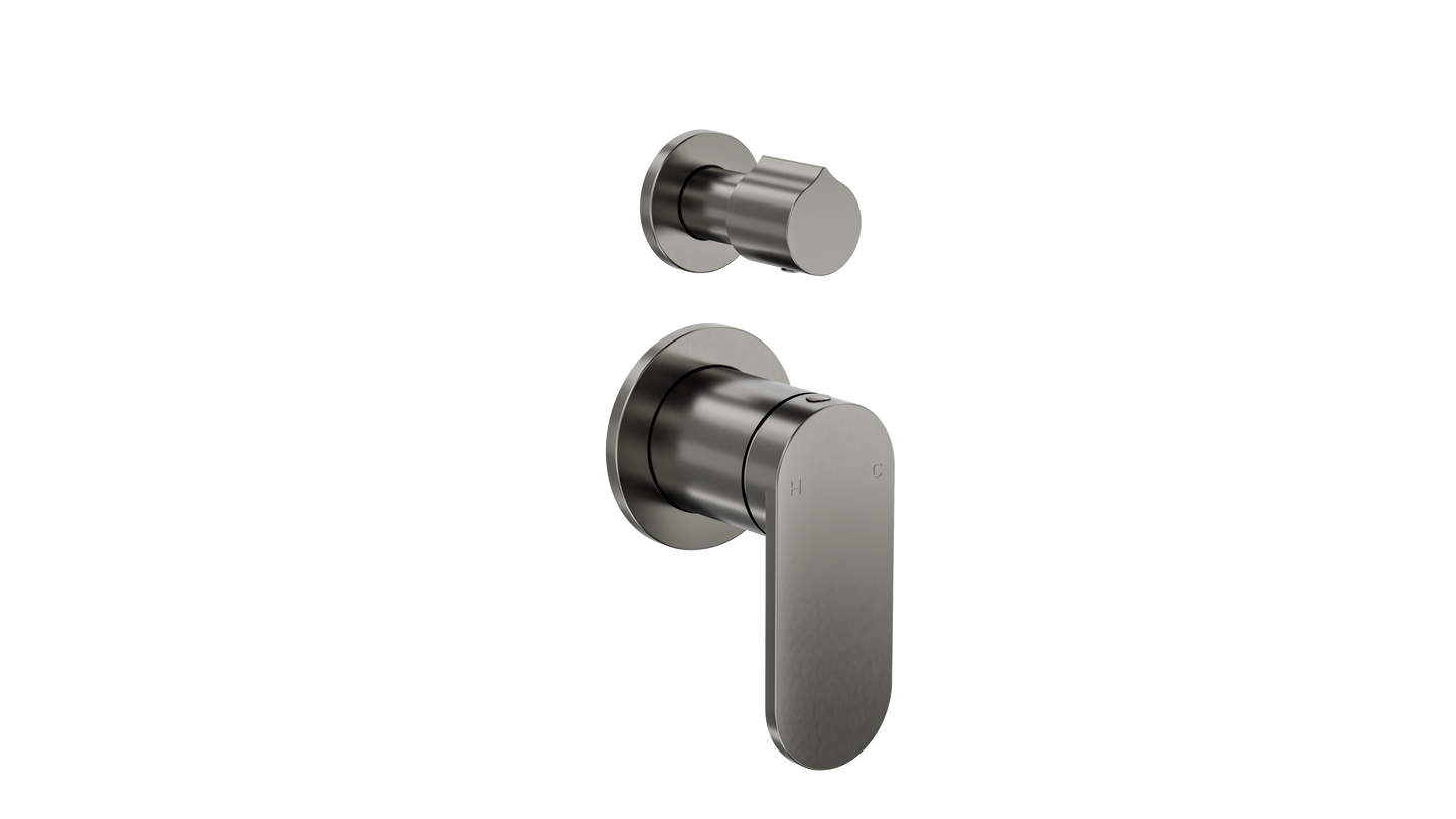 Capo 2-Plate Wall Mixer with Divertor Trim Kit - Gunmetal