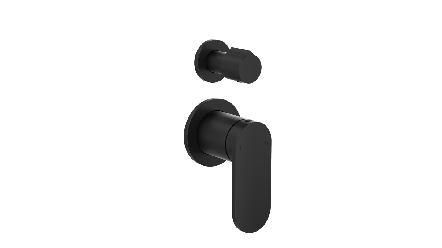 Capo 2-Plate Wall Mixer with Divertor Trim Kit - Matte Black