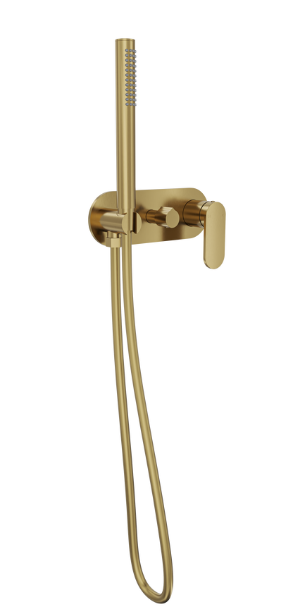 Capo 1-Plate Wall Mixer with Hand Shower Trim Kit - Brushed Brass