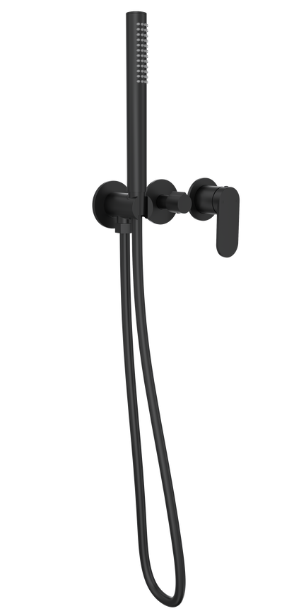 Capo 3-Plate Wall Mixer with Hand Shower - Matte Black