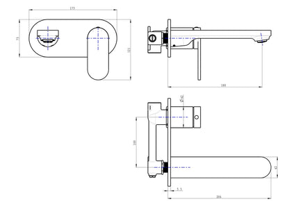 Capo 1-Plate Wall Basin or Bath Mixer - Gunmetal