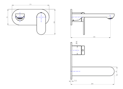 Capo 1-Plate Wall Basin or Bath Mixer Trim Kit - Brushed Brass