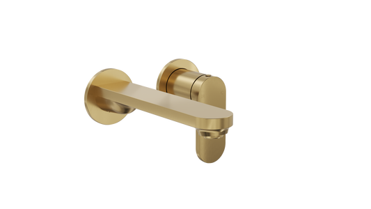 Capo 2-Plate Wall Basin or Bath Mixer - Brushed Brass
