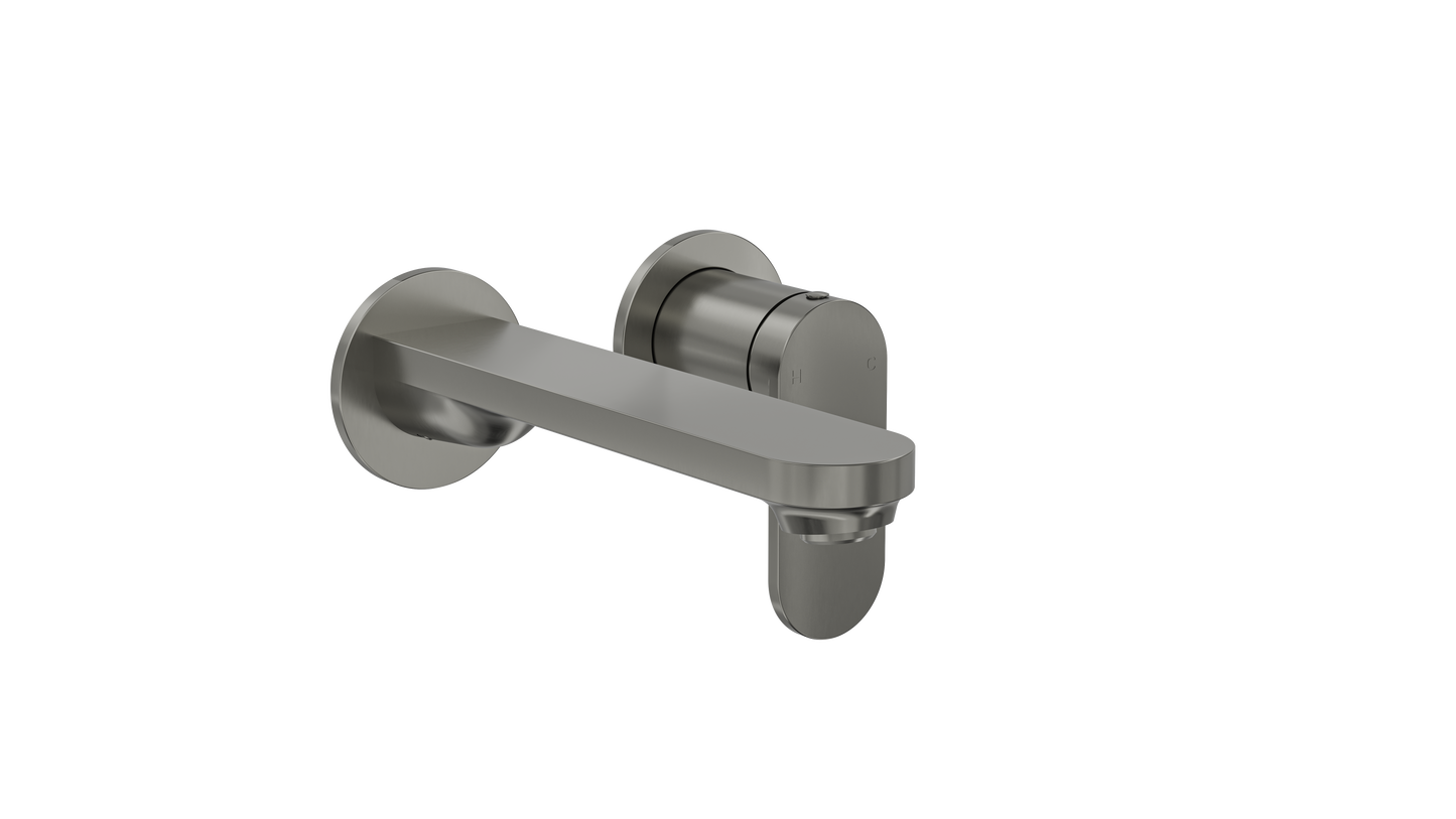Capo 2-Plate Wall Basin or Bath Mixer - Gunmetal
