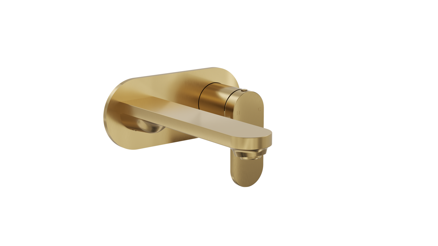 Capo 1-Plate Wall Basin or Bath Mixer Trim Kit - Brushed Brass