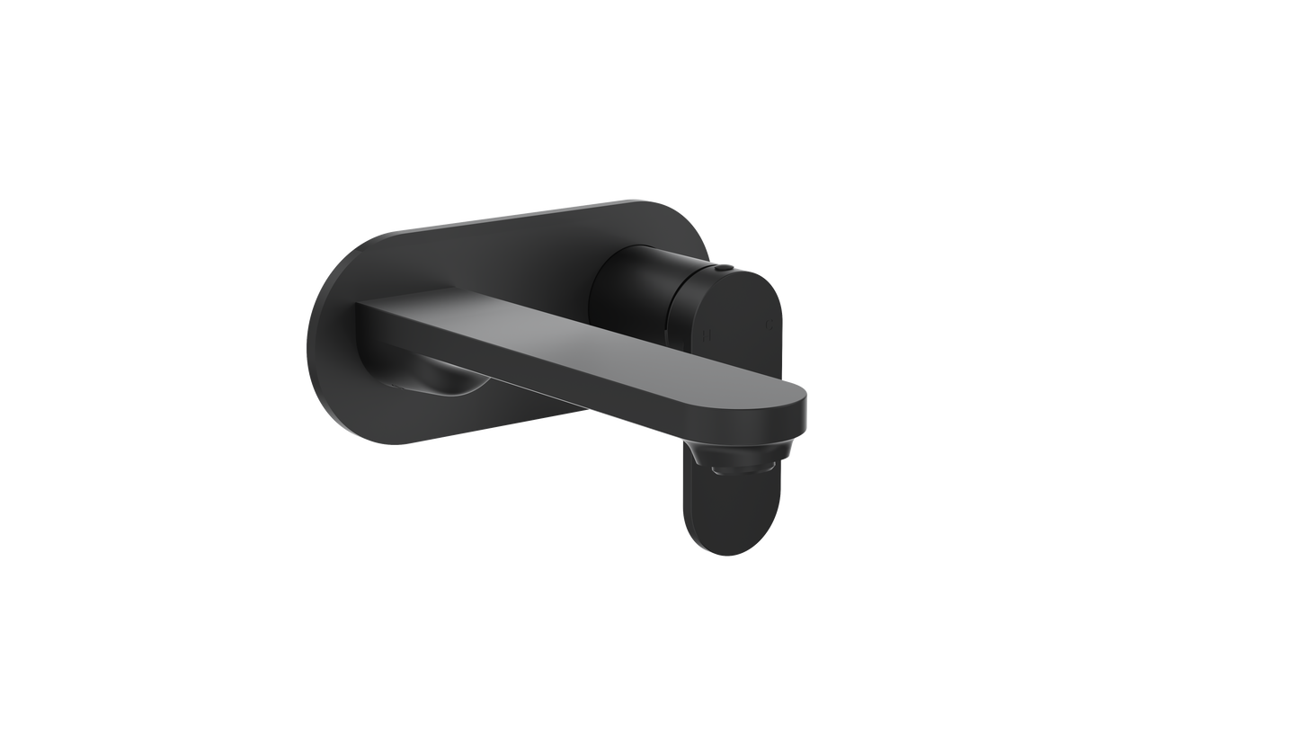 Capo 1-Plate Wall Basin or Bath Mixer - Matte Black