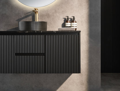 1200mm Brindabella Wall Hung Vanity PVC Center Drawers - Cabinet Only - Single/Double Bowl - Matte Black