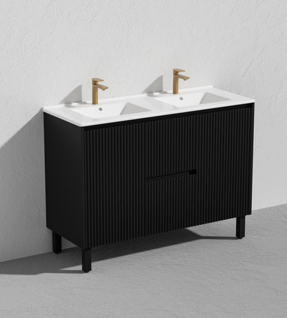1200mm Brighton Floor Vanity PVC Center Drawers - Cabinet Only - Single/Double Bowl - Matte Black