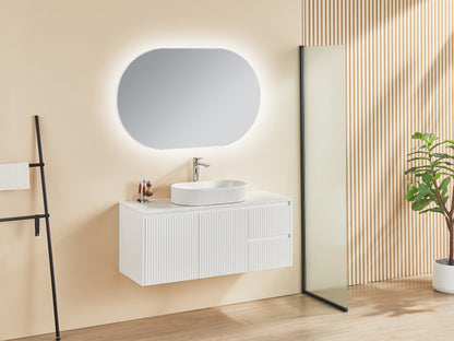 1200mm Brindabella Wall Hung Vanity PVC Right Side Drawers - Cabinet Only - Single Bowl - Matte White