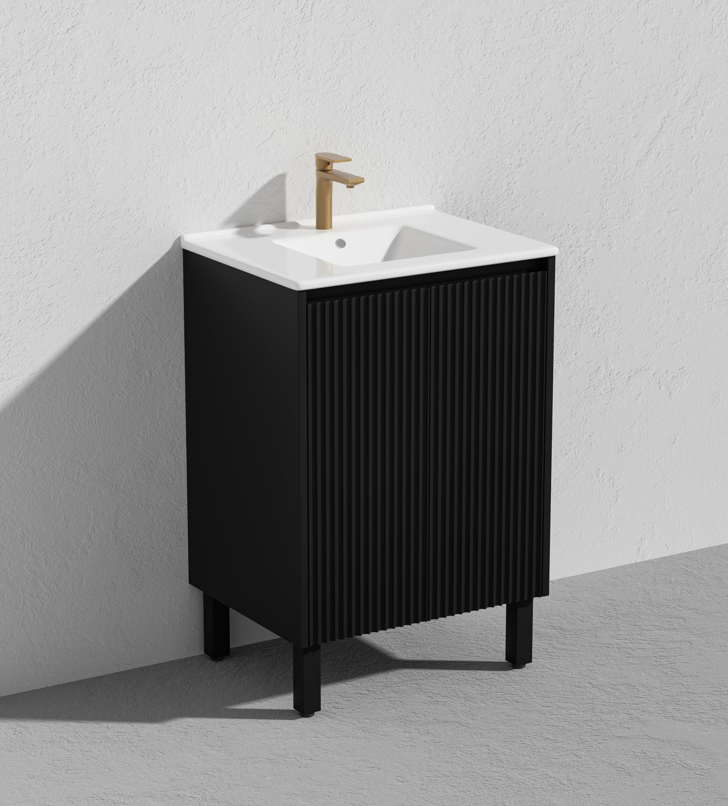 600mm Brighton Floor Vanity PVC Cabinet Only - Matte Black