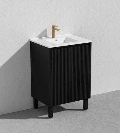 600mm Brighton Floor Vanity PVC Cabinet Only - Matte Black