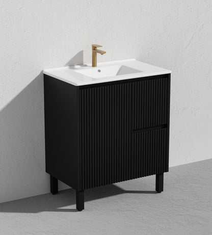 750mm Brighton Floor Vanity PVC Right Side Drawers - Cabinet Only - Matte Black