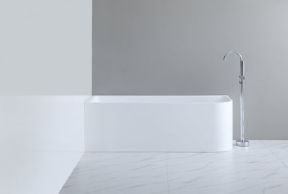 1300mm Left Corner Back to Wall Bathtub - No Overflow - Matte White