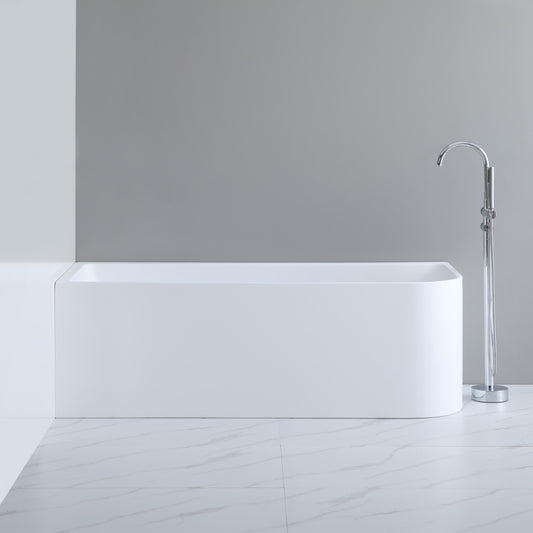 1500mm Left Corner Back to Wall Bathtub - No Overflow - Gloss White