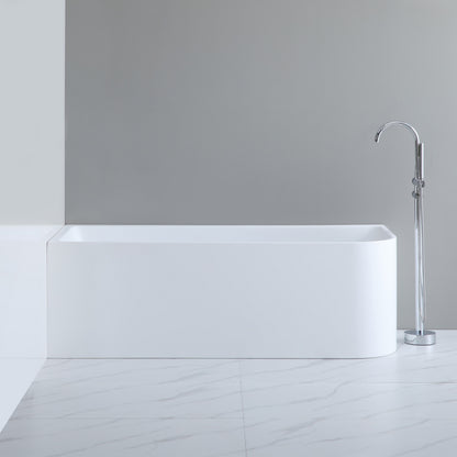 1700mm Left Corner Back to Wall Bathtub - No Overflow - Matte White