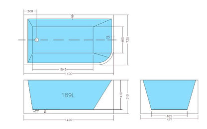 1500mm Theo Multifit Bathtub - No Overflow - Matte White