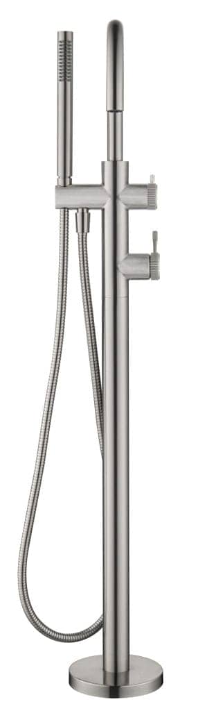 Mica Fluted Freestanding B/Spout - W/Hpiece - Brushed Nickel