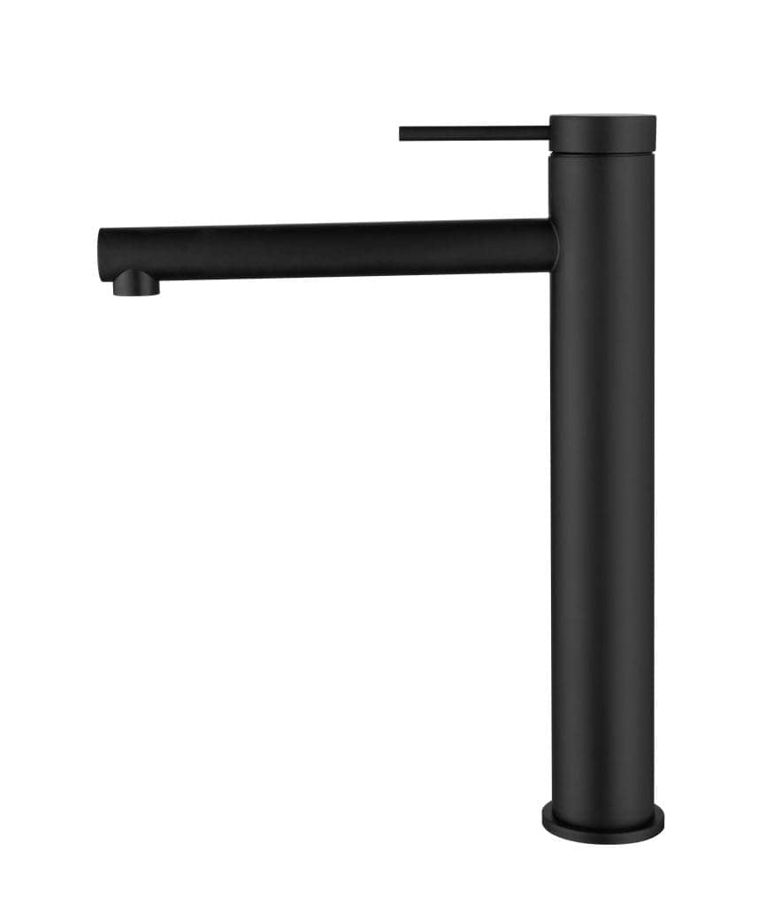 Mica TALL Basin Mixer - Straight Spout - BLACK