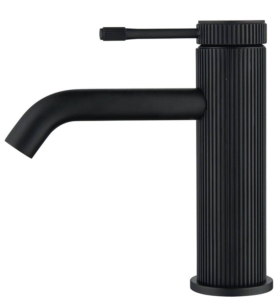 Mica Fluted Basin Mixer - Black