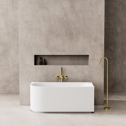 1700mm Capri Fluted Oval Freestanding Right Corner Bathtub - No Overflow - Matte White