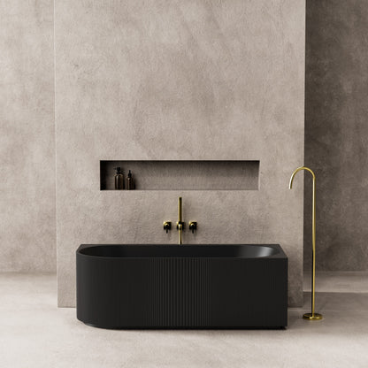 1500mm Capri Fluted Oval Freestanding Right Corner Bathtub - No Overflow - Matte Black