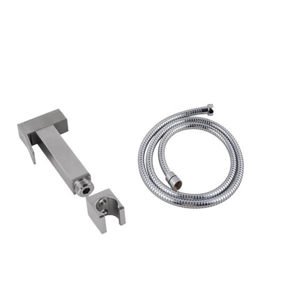 Square Chrome Brass Toilet Bidet Spray Kit with Stainless Steel Hose