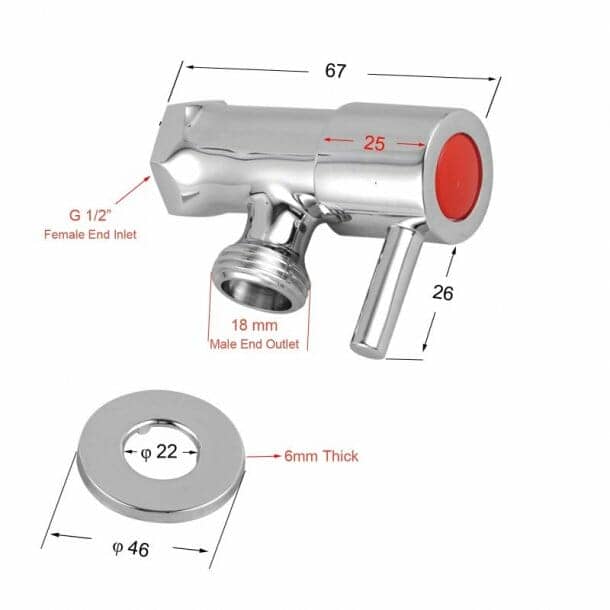 Round Chrome Brass 1/4 Turn Washing Machine Stop Tap Wall Mounted (one pair)