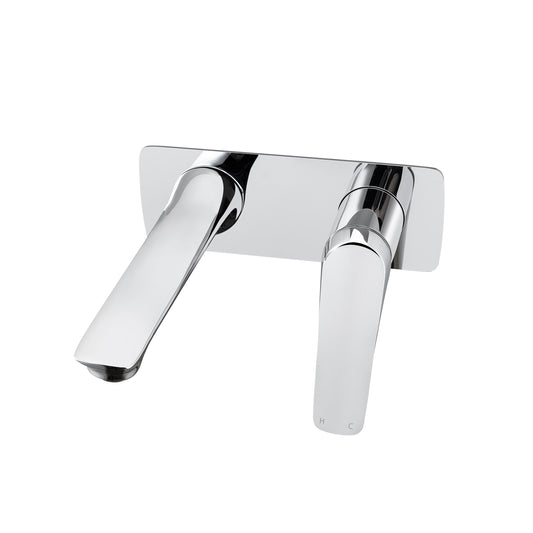 AU Series Square Chrome Wall Mixer With Spout