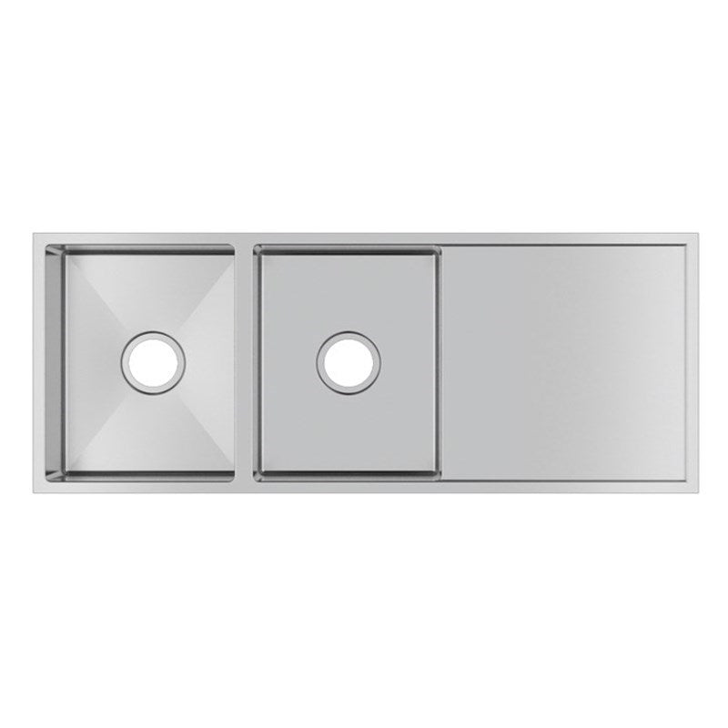 (C-1160)Round Corner Chrome Stainless Steel Handmade Double Bowl with Drain Board Kitchen Sink 1160*460*230mm