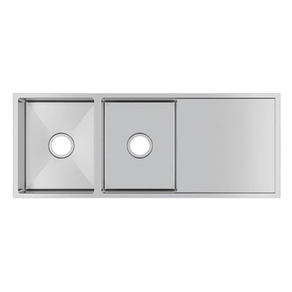 (C-1160)Round Corner Chrome Stainless Steel Handmade Double Bowl with Drain Board Kitchen Sink 1160*460*230mm