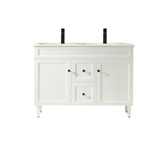 1200mm Harrington Floor Vanity PVC - Cabinet Only - Double Bowl - Matte White