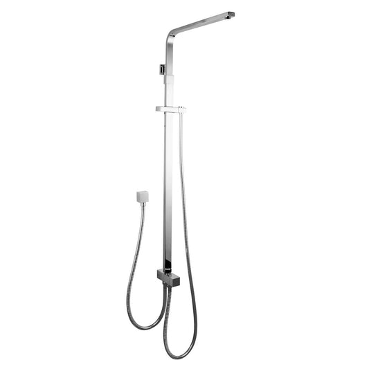 Square Chrome Shower Station without Shower Head and Handheld Shower(Stainless Steel Hose)