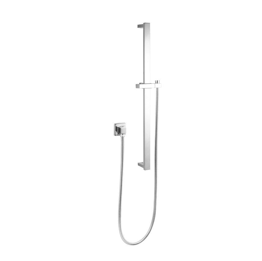 Square Chrome Hand Shower Rail without Handheld Shower(Stainless Steel Hose)